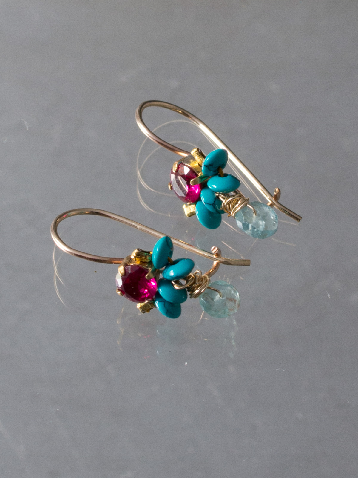 earrings Dancer turquoise, fuchsia crystal